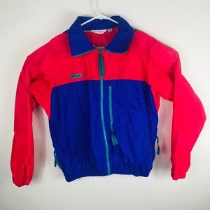 Vtg 80’s 90’s Neon Teal Red Blue Columbia Jacket